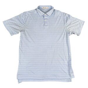 Peter Millar Mens Featherweight Light Blue Golf Polo Shirt Sz Large